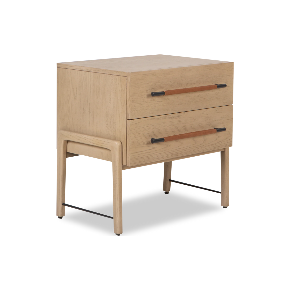 Crafted in a light-finished oak, the Buckley Nightstand boasts a clean mid-century modern inspired silhouette.