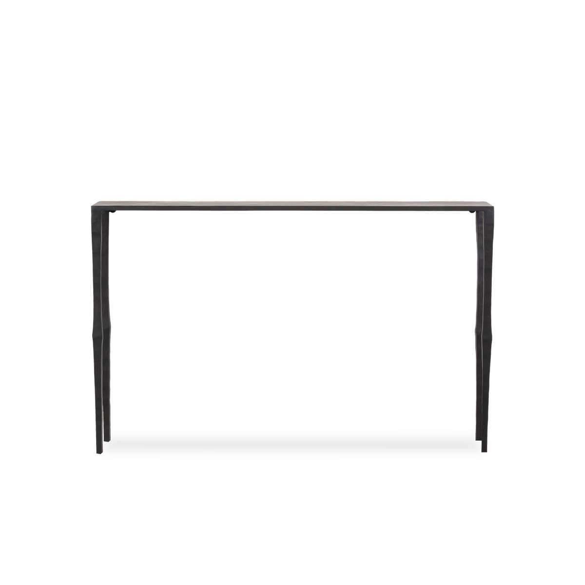 The Stacatto Console Table is finished in a dark ebony black color, which adds visual contrast to a room.