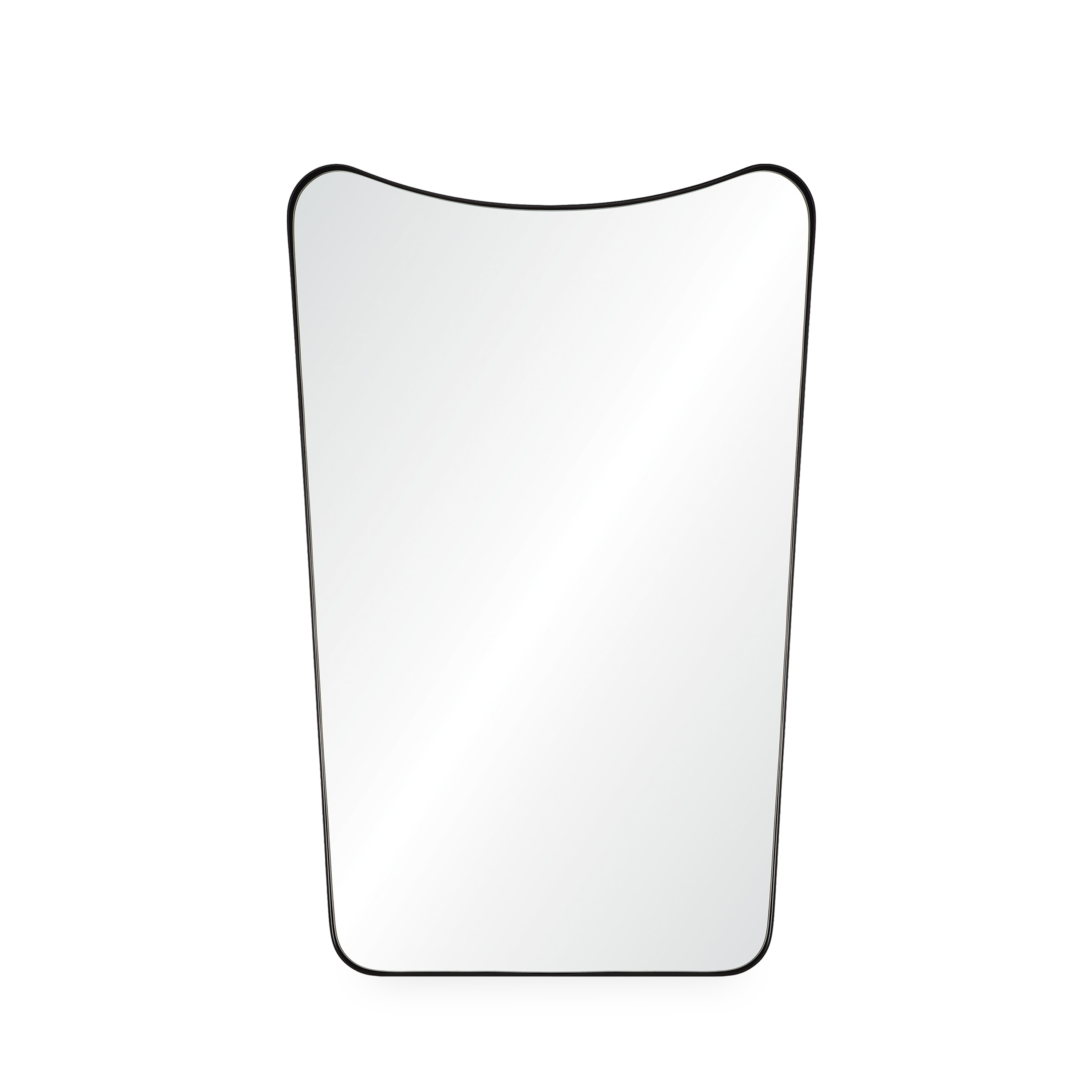 This Luna Wall Mirror features angles balanced by the traditional quality of its matte black painted iron frame.