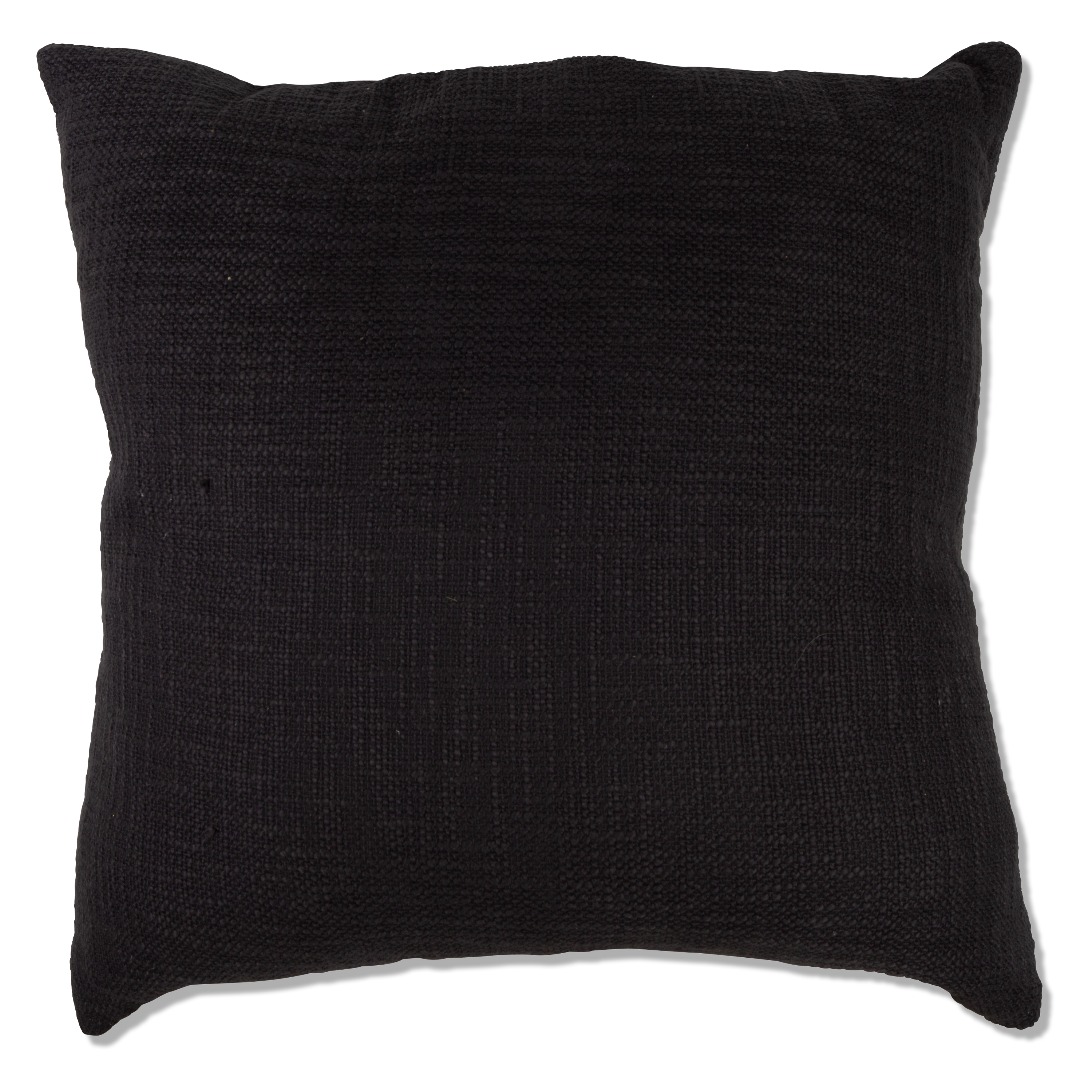 The Cotton Weave Pillow features a simple design in a solid black colour.