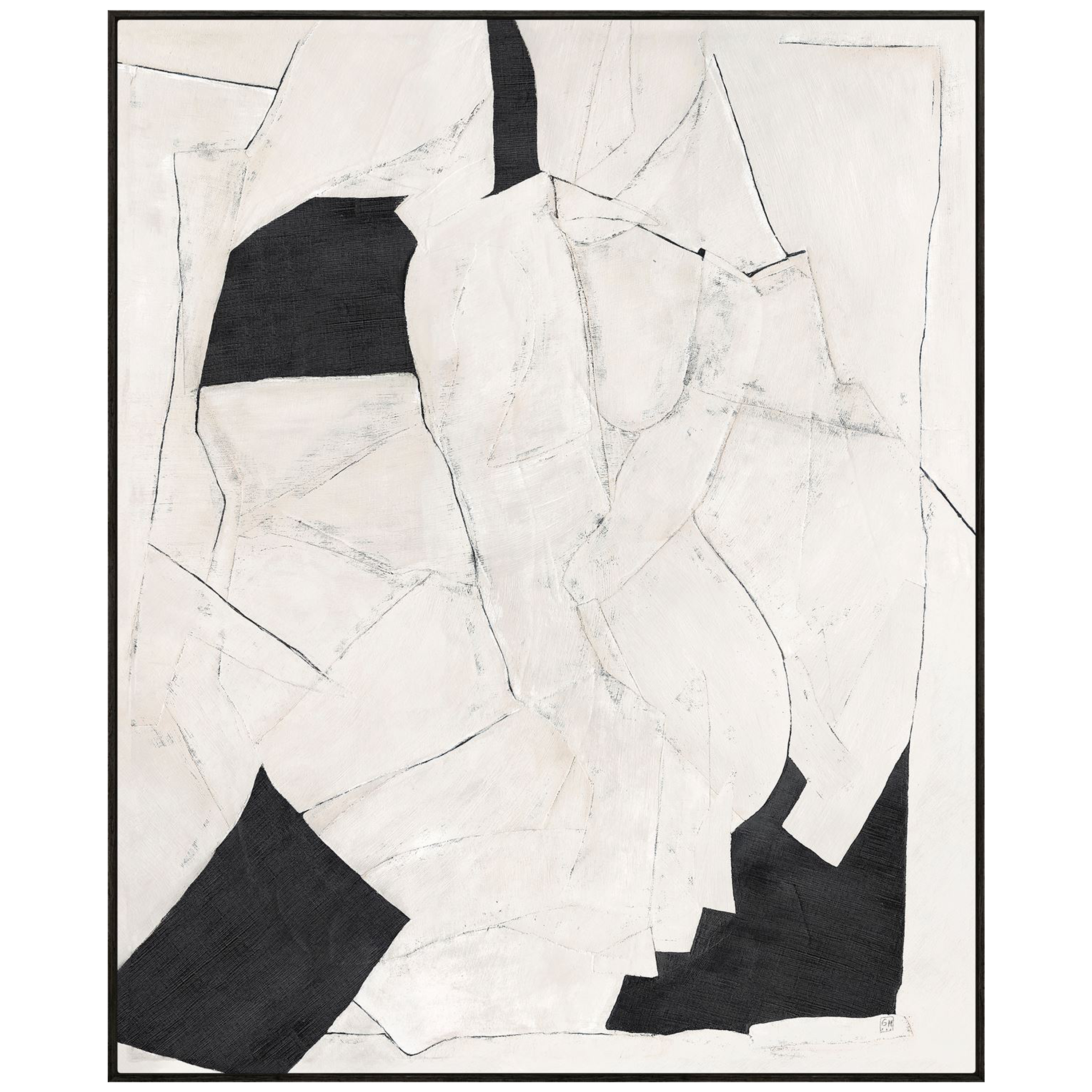 An abstract nude printed on canvas with beautiful use of natural tones, off white and black.