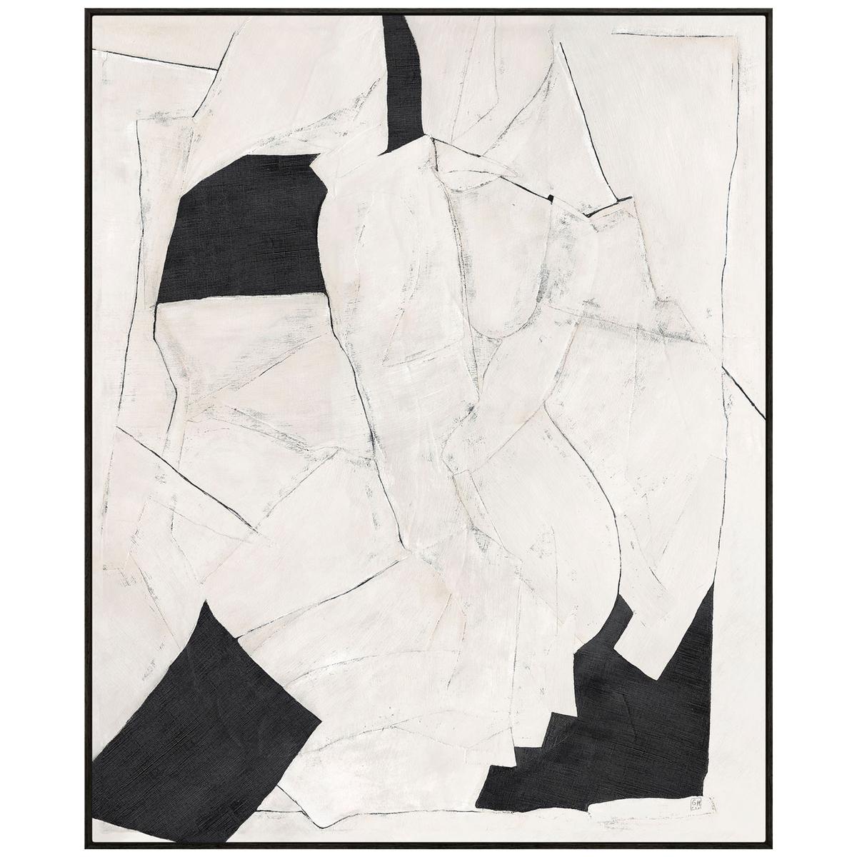 An abstract nude printed on canvas with beautiful use of natural tones, off white and black.