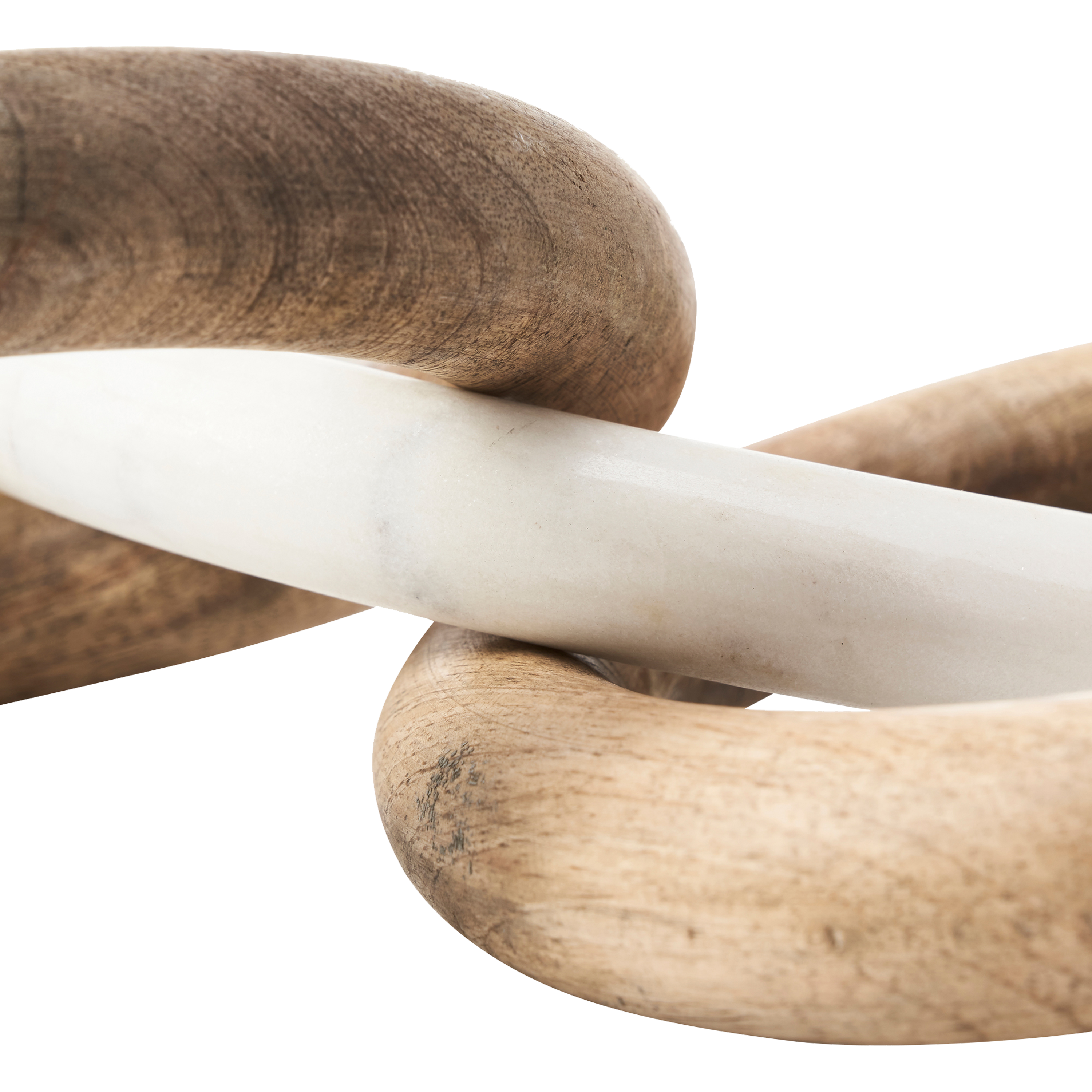 Wood and marble come together to form a uniquely elegant pairing in this decorative object.