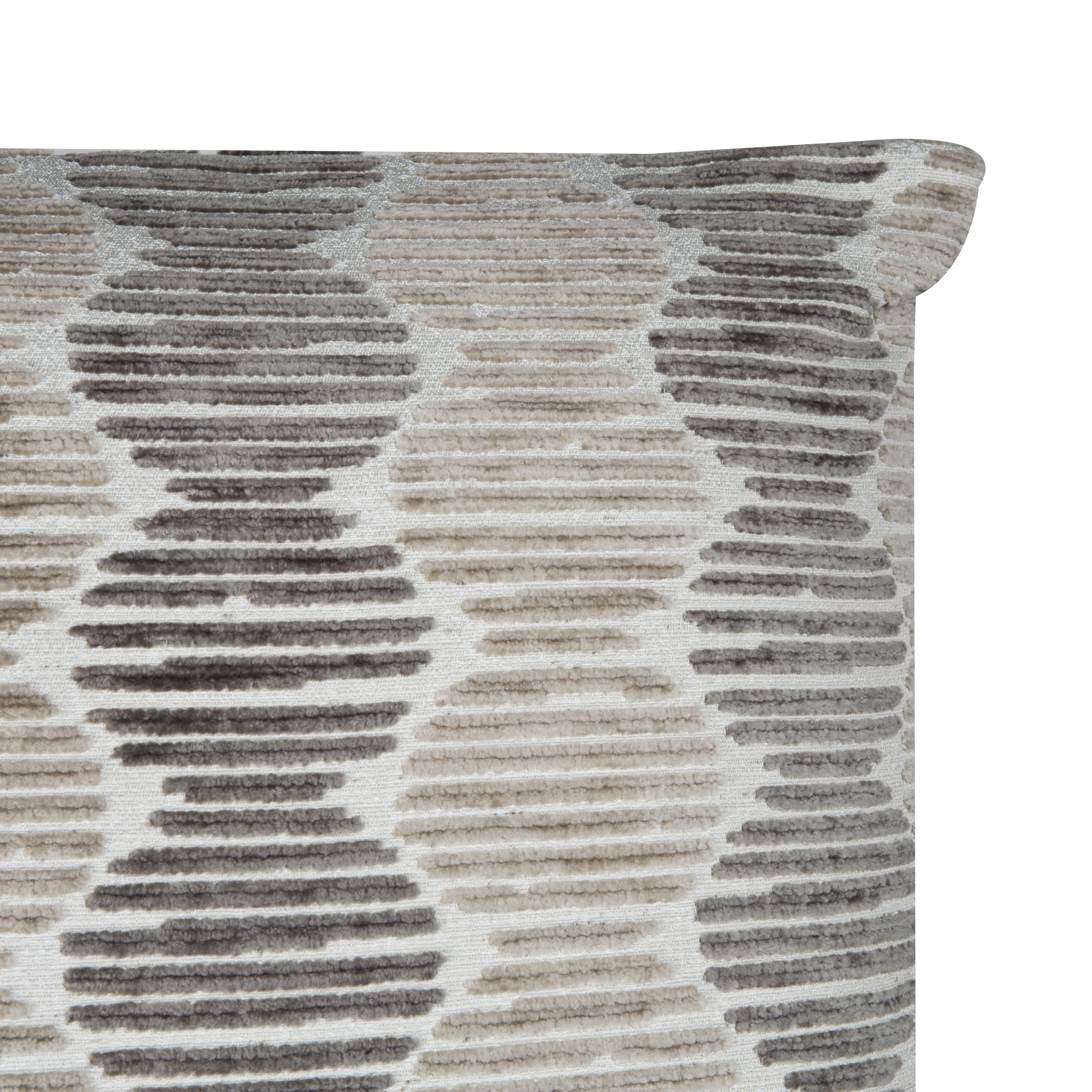 The Dunes Pillow features a bold geometric pattern enriched with texture in calming neutral tones.