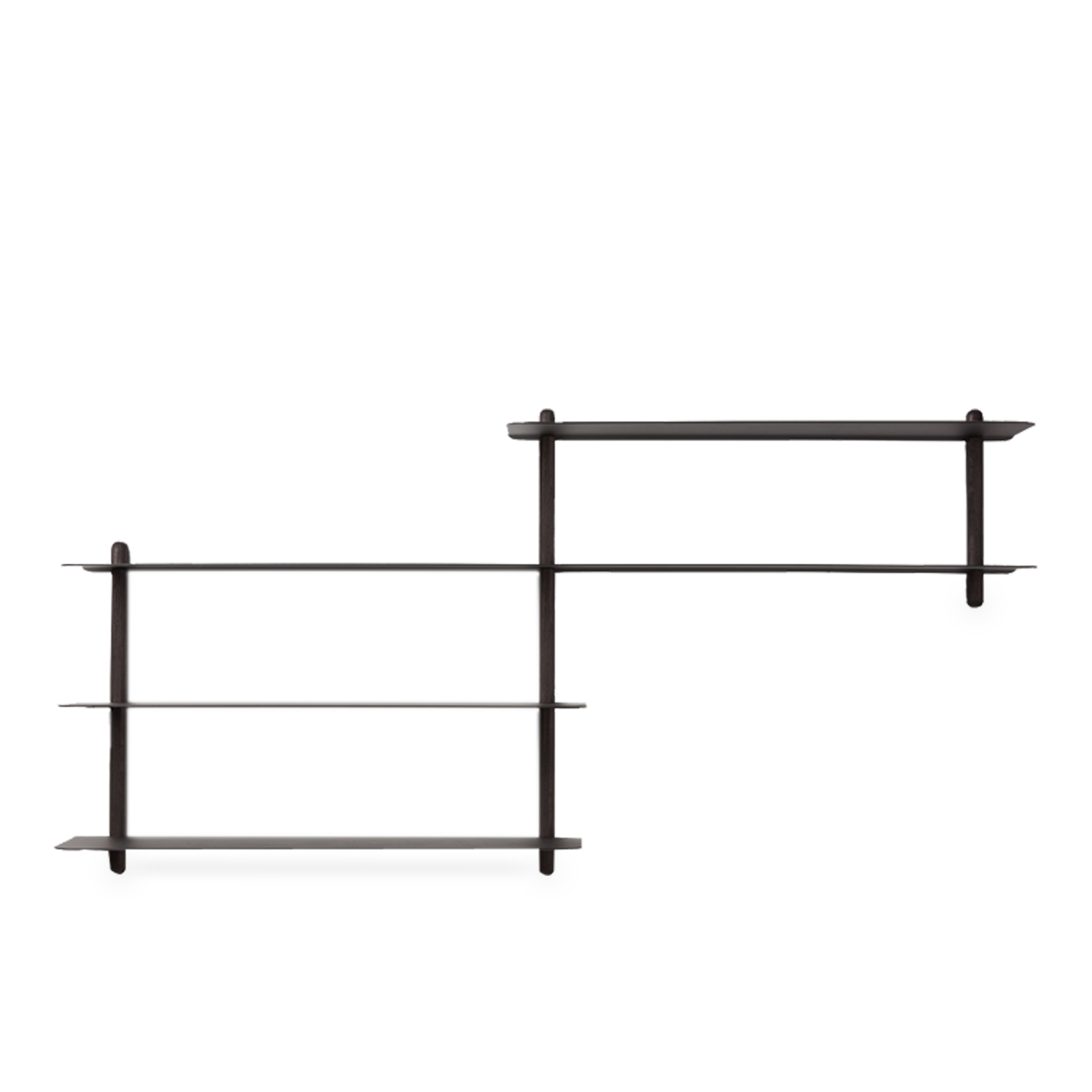 Made of ash and steel, this wall shelf is both subtle in its appearance and convincing in its simplicity.