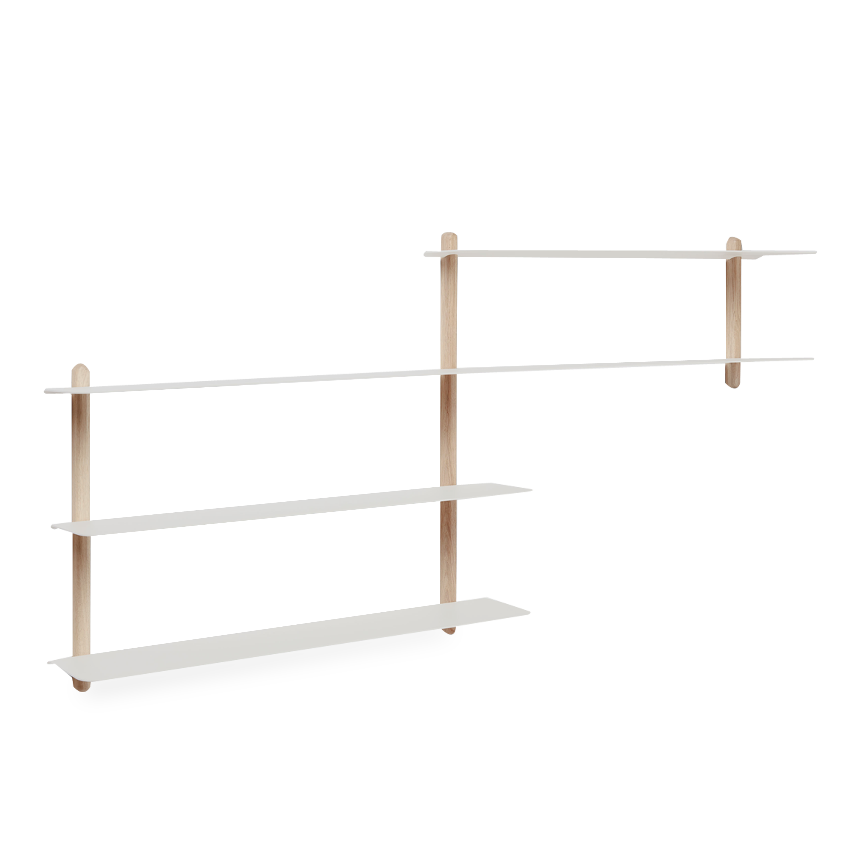 Made of ash and steel, this wall shelf is both subtle in its appearance and convincing in its simplicity.