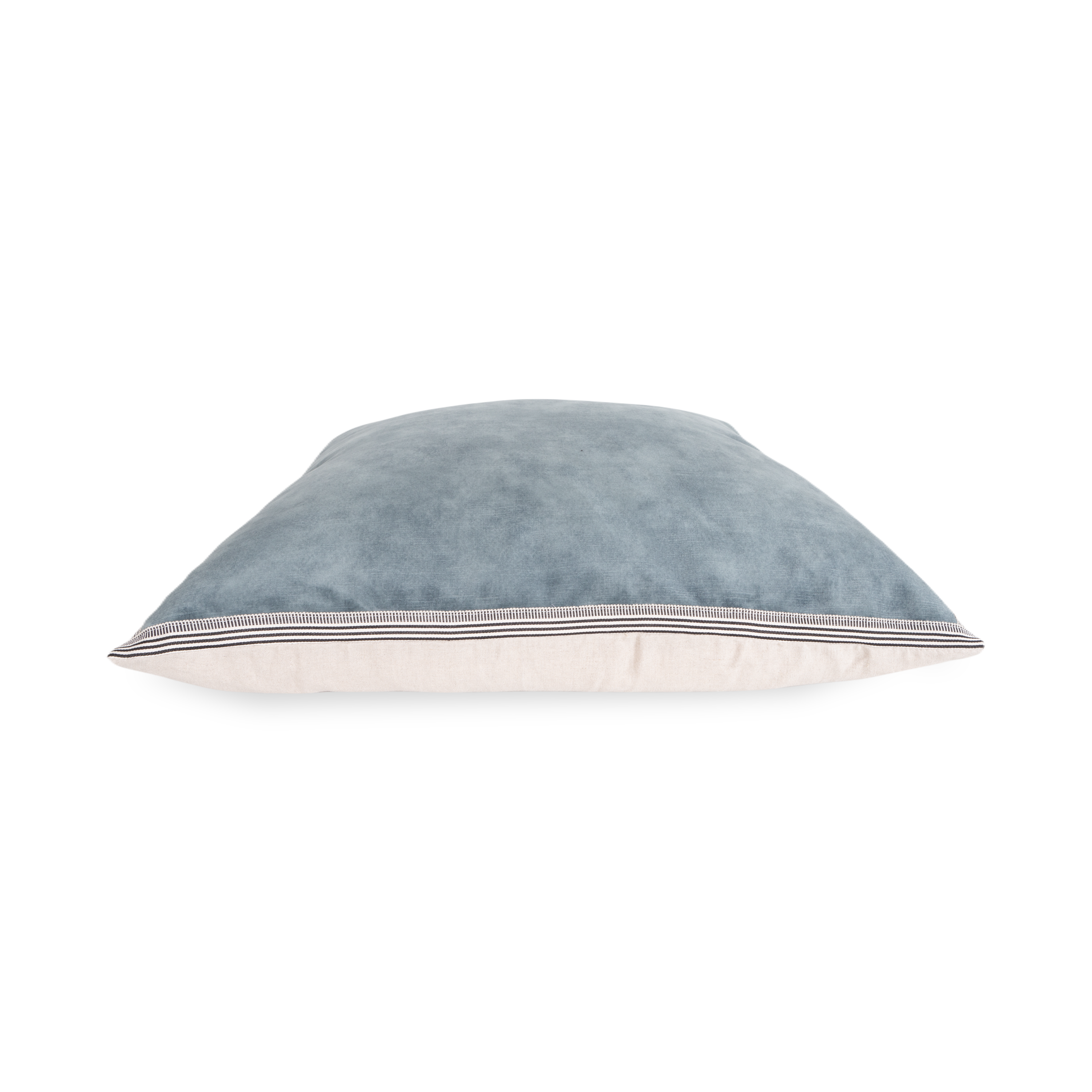 Both texturally and visually pleasing, the Vintage Velvet Pillow's fabric is slightly worn to give a vintage, aged leather look then given an intense celadon blue tone.