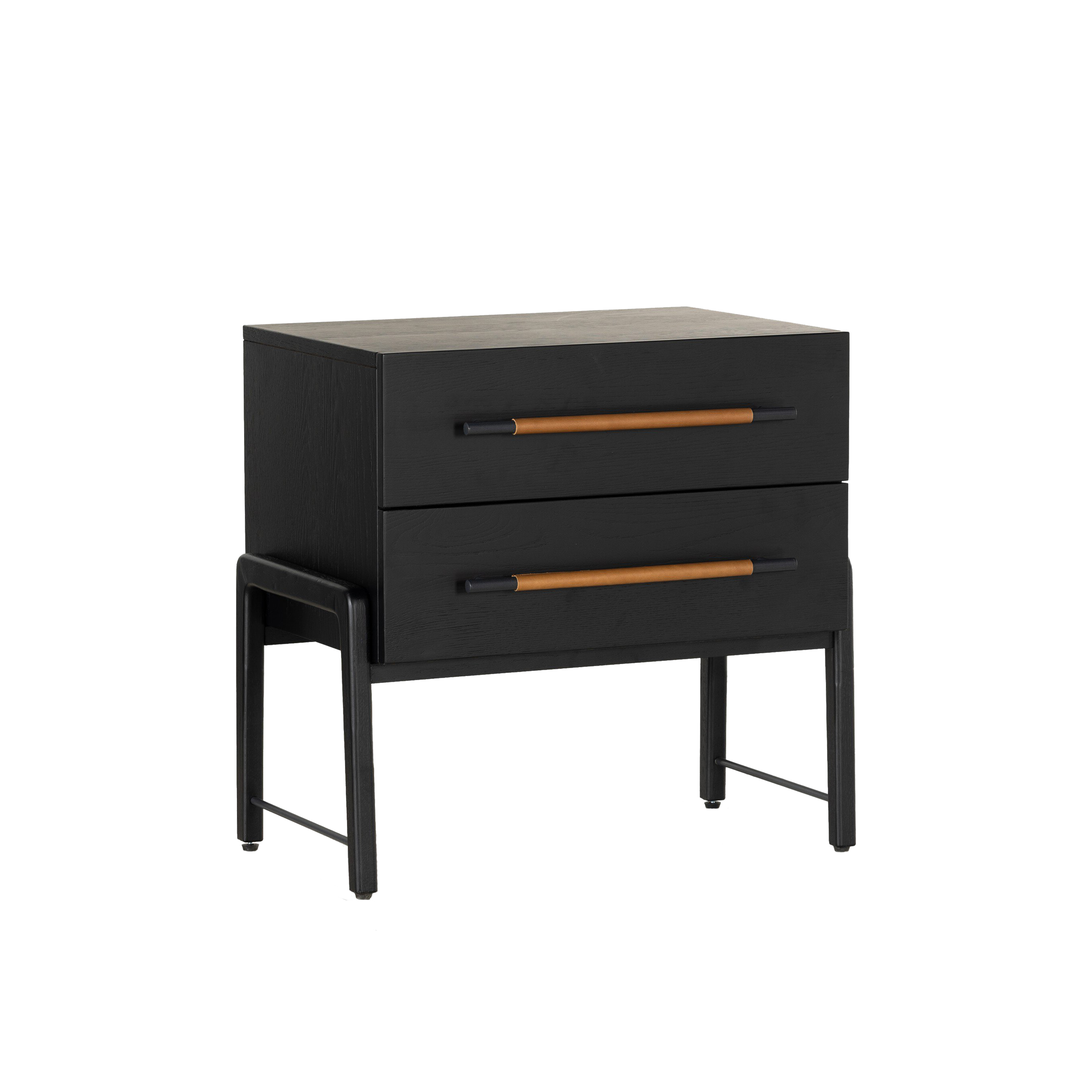 Crafted in a dark ebony-finished oak, the Buckley Nightstand boasts a clean mid-century modern inspired silhouette.