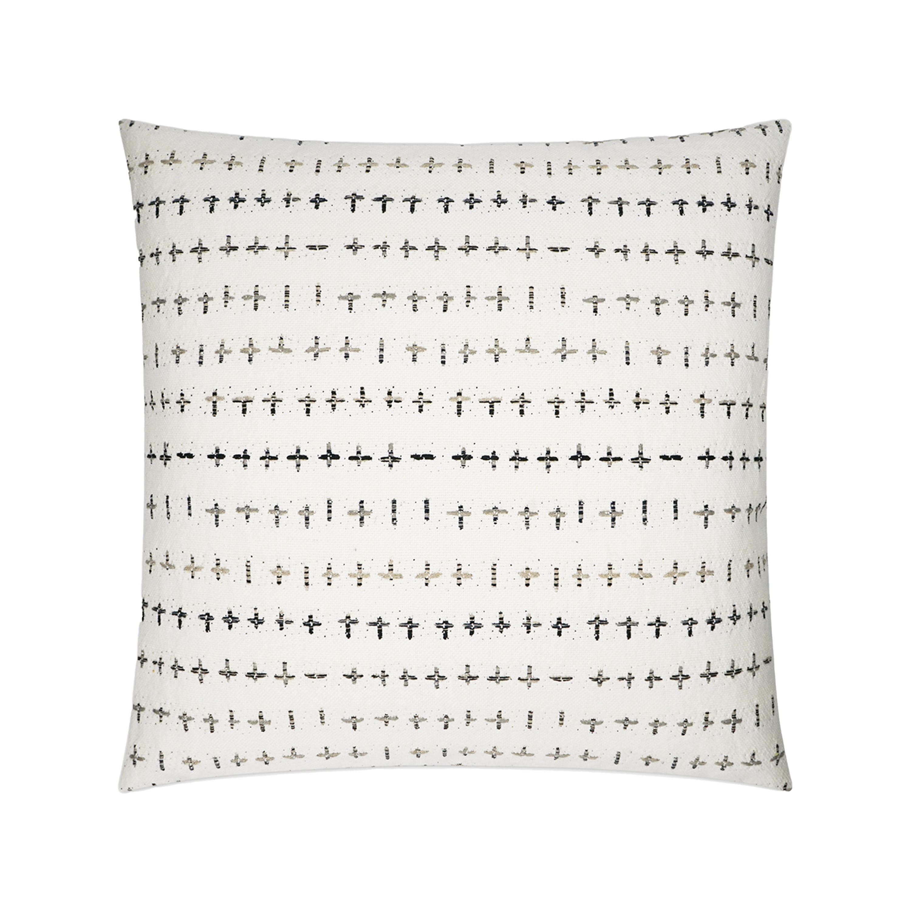 With a focus on artisan weaving with sustainable repurposed fabrics, the Jute Pillow is carefully handcrafted and expresses itself with rows and columns of a stitching pattern of b