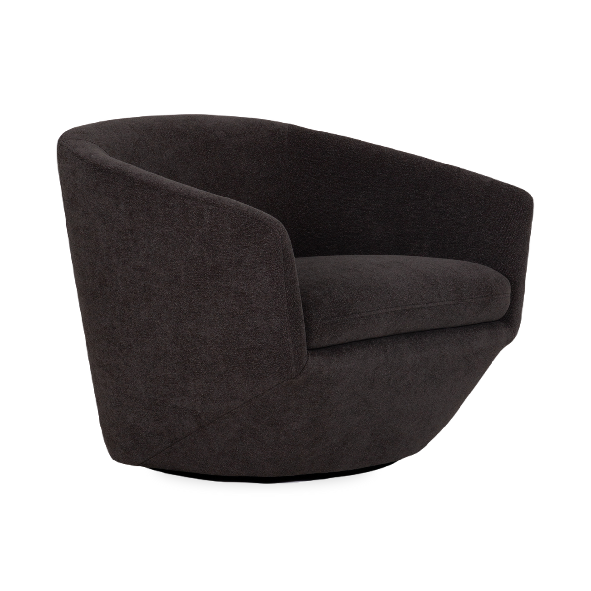 Mixing sharp angles with soft curves, the Melbourne Swivel Chair is a sculptural twist on a classic look.