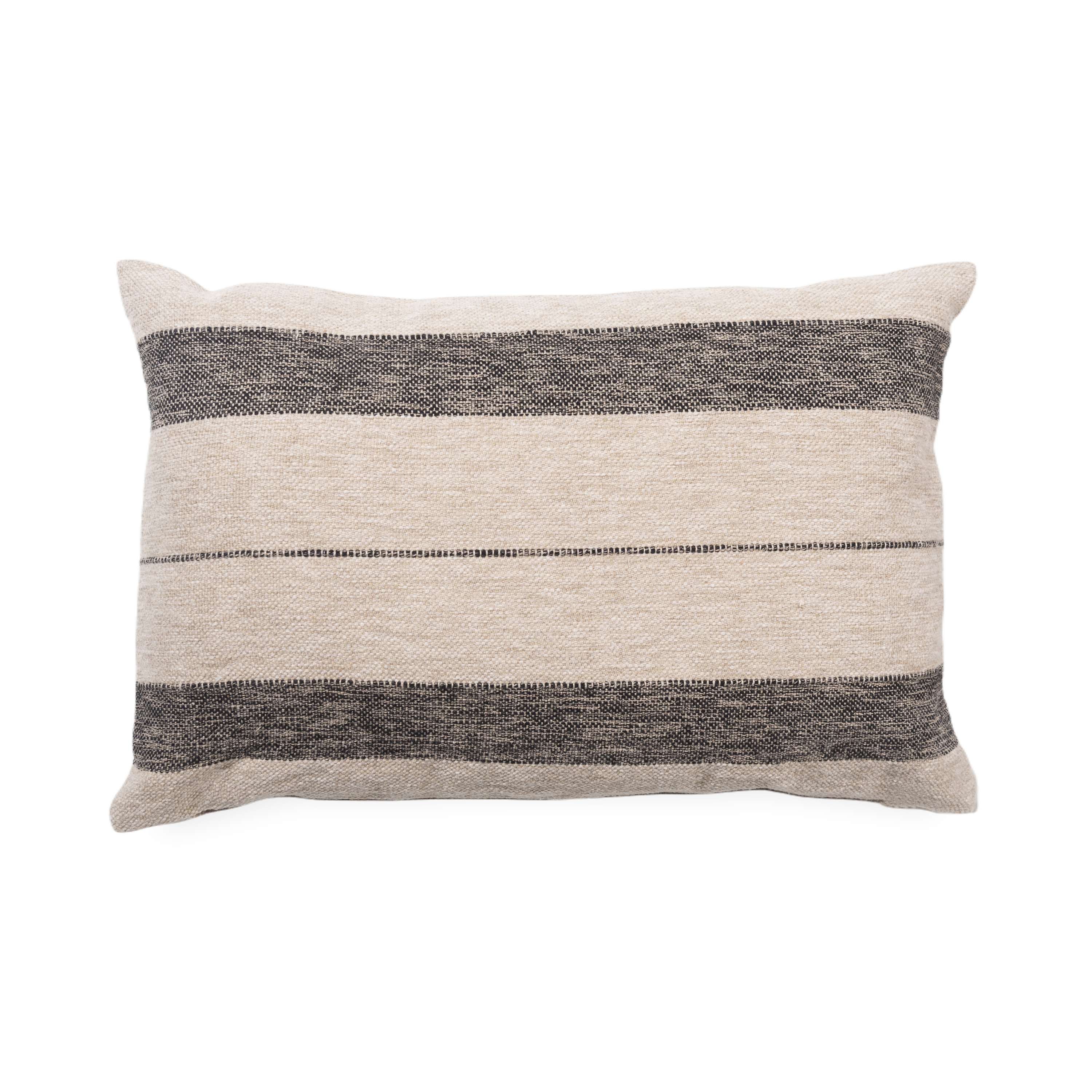 With a timeless natural look, the Border Linen Pillow elevates casual lounging.