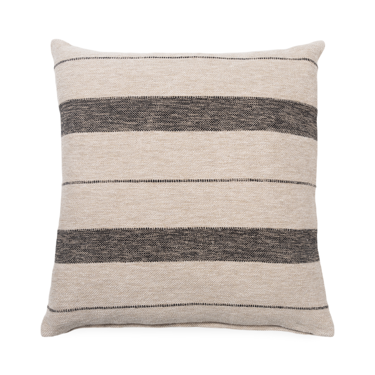 With a timeless natural look, the Border Linen Pillow elevates casual lounging.