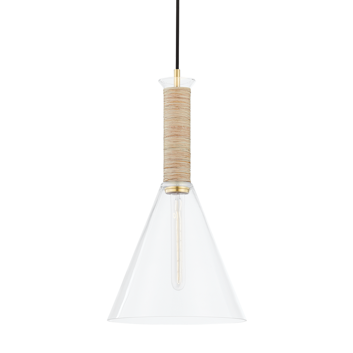 The Besa Ceiling Light uses a cone-shaped shade in clear glass that lets brilliant, bright light shine through.