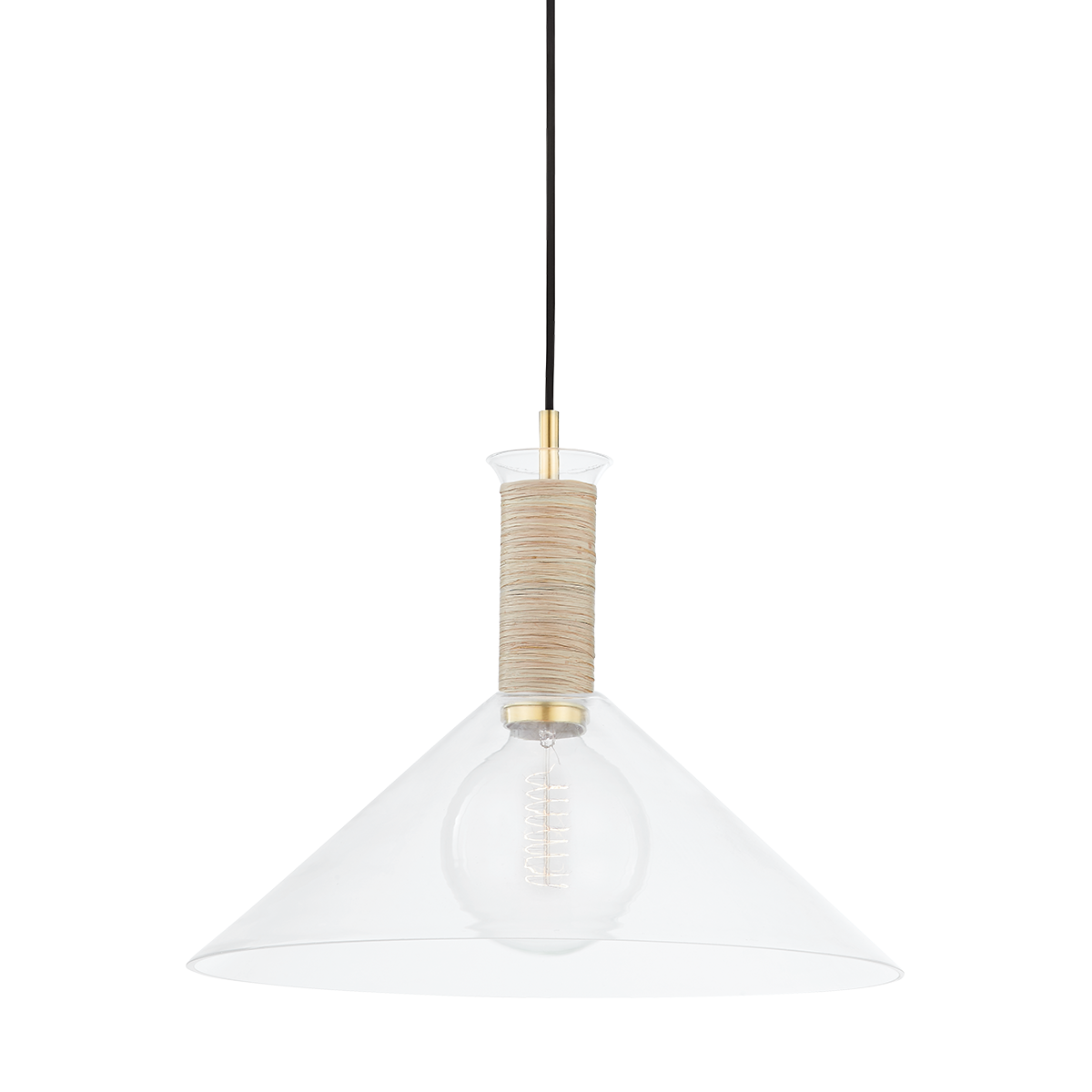 The Besa Ceiling Light uses a cone-shaped shade in clear glass that lets brilliant, bright light shine through.