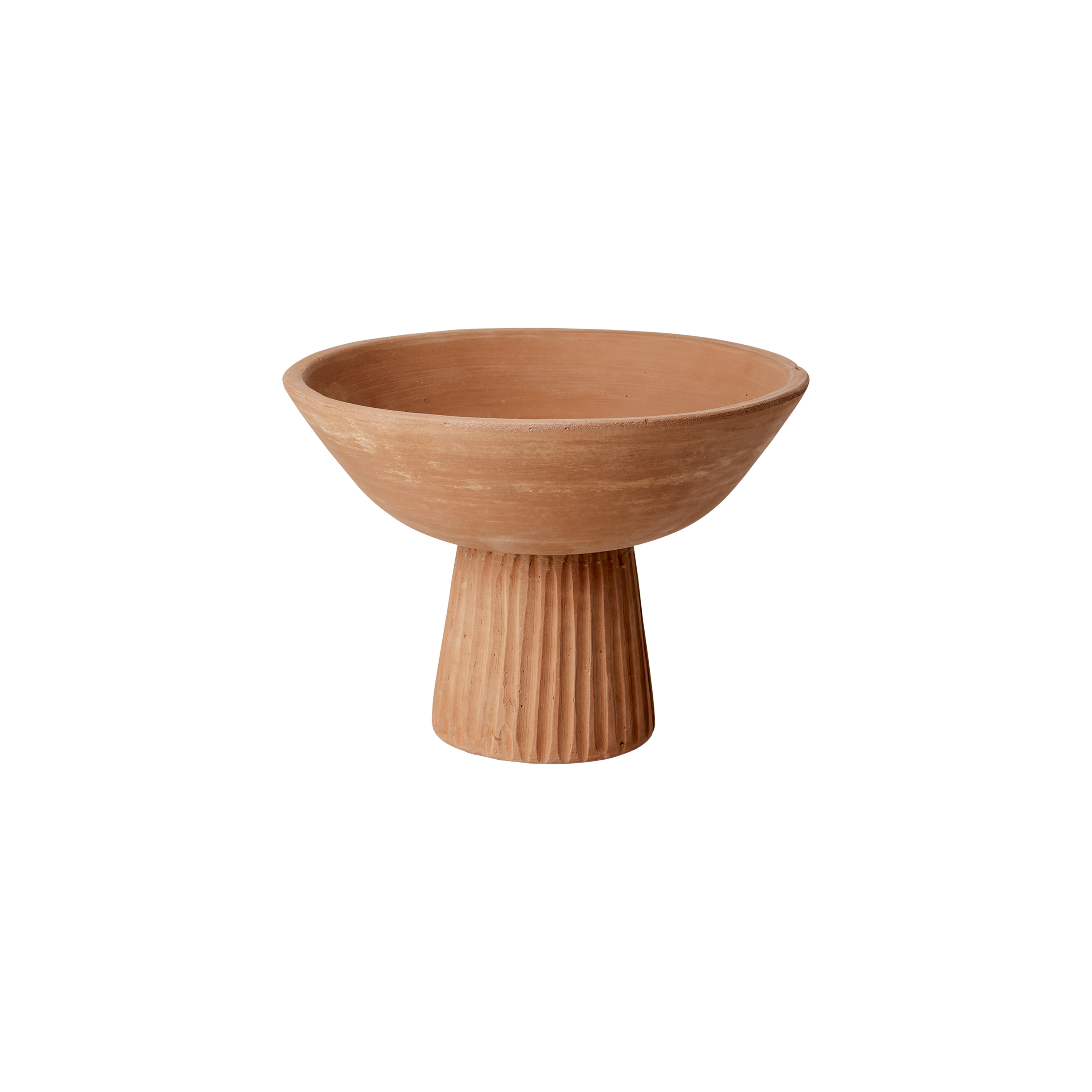 Inspired by Greek Doric-style columns, the Footed Clay Bowl has a tall channeled foot that hoists up a softly curved bowl.