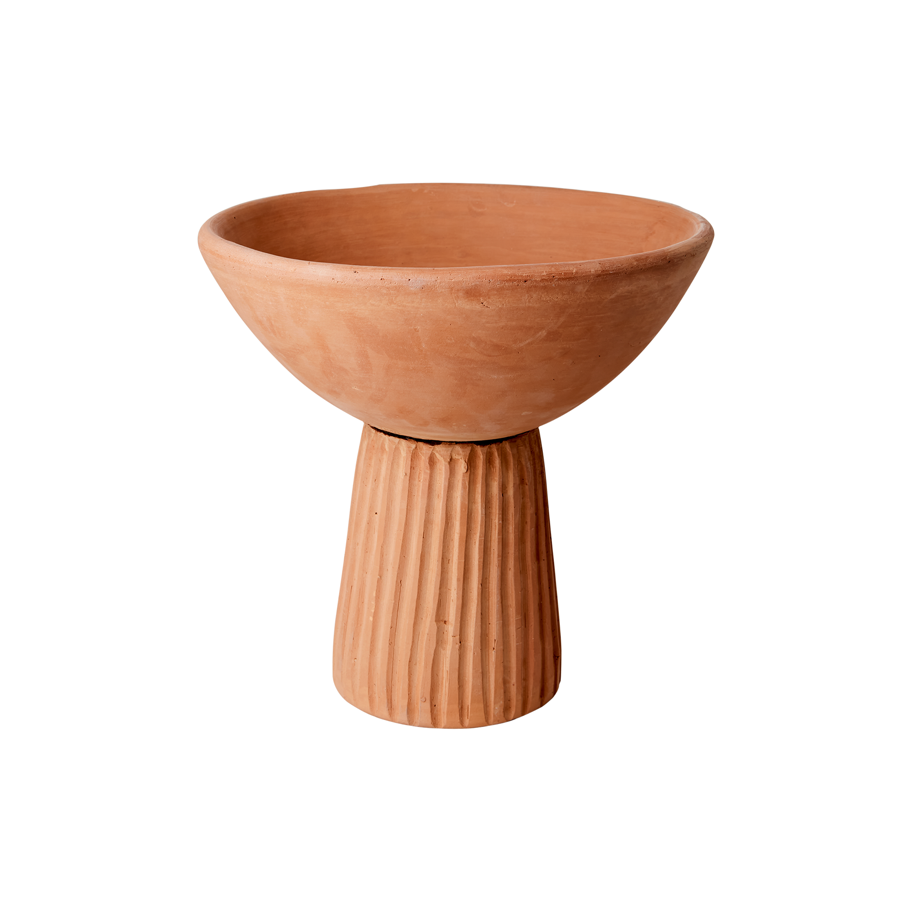 Inspired by Greek Doric-style columns, the Footed Clay Bowl has a tall channeled foot that hoists up a softly curved bowl.