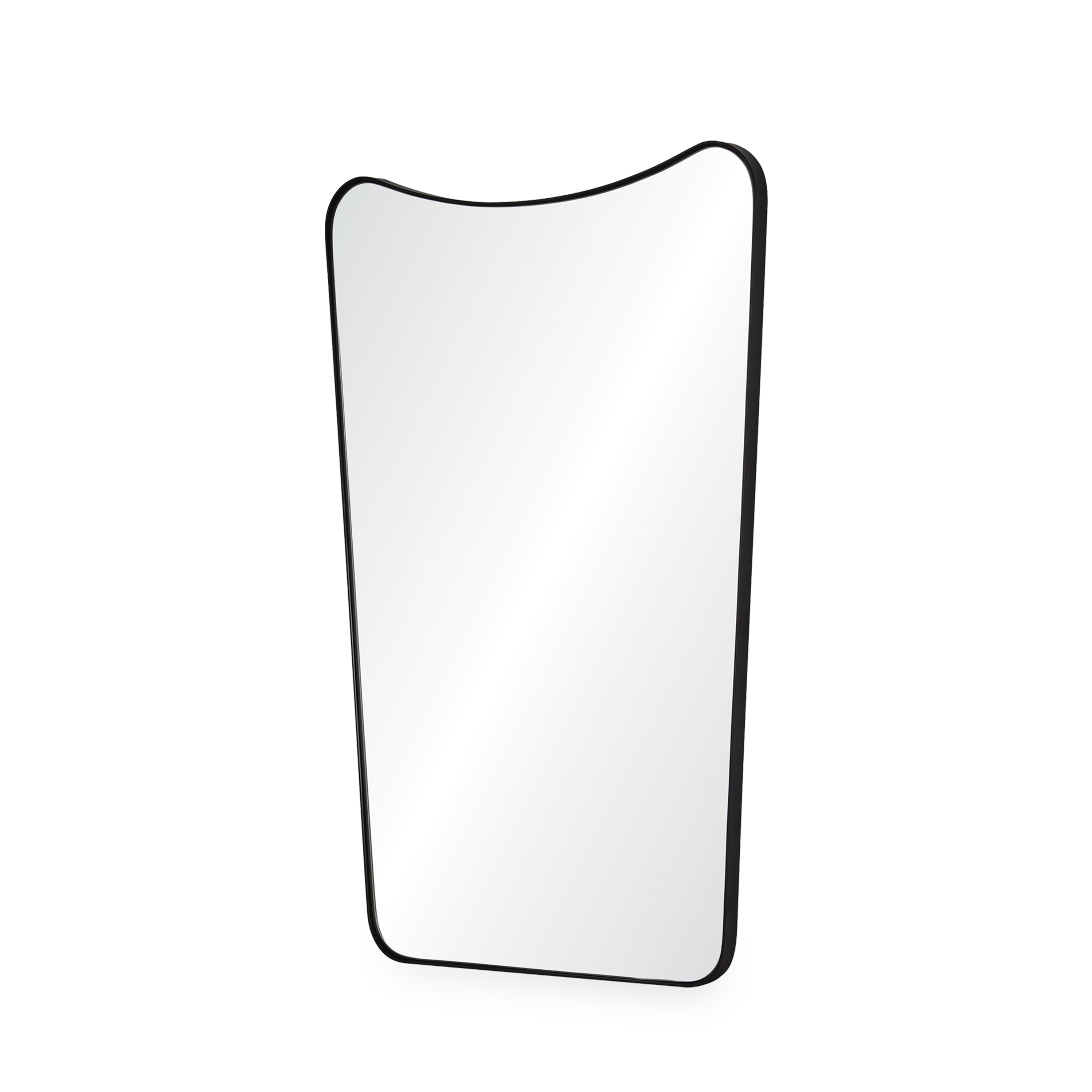 This Luna Wall Mirror features angles balanced by the traditional quality of its matte black painted iron frame.