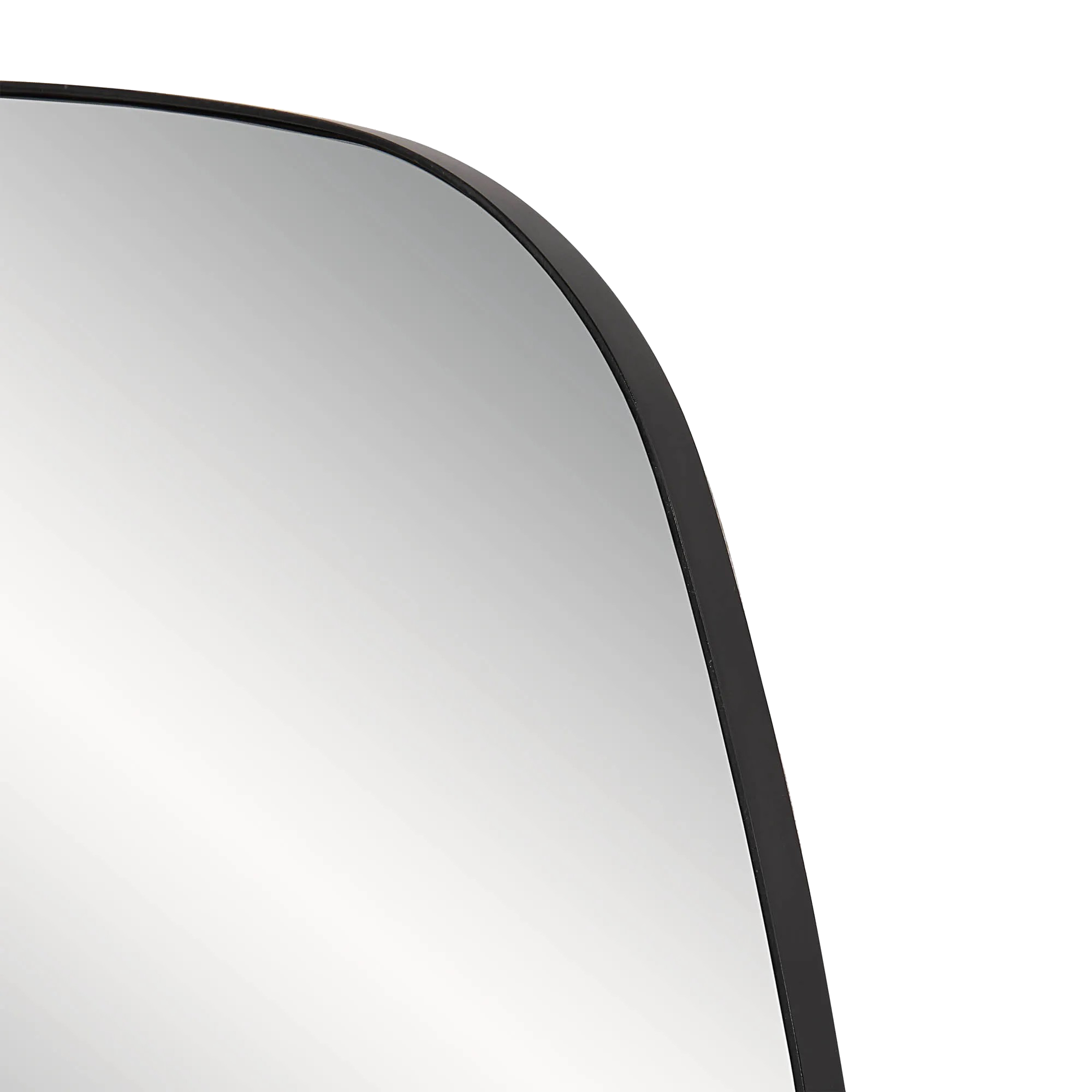 The elegant, polished mirror gets a touch of personality through uniquely rounded edges in this framed design.
