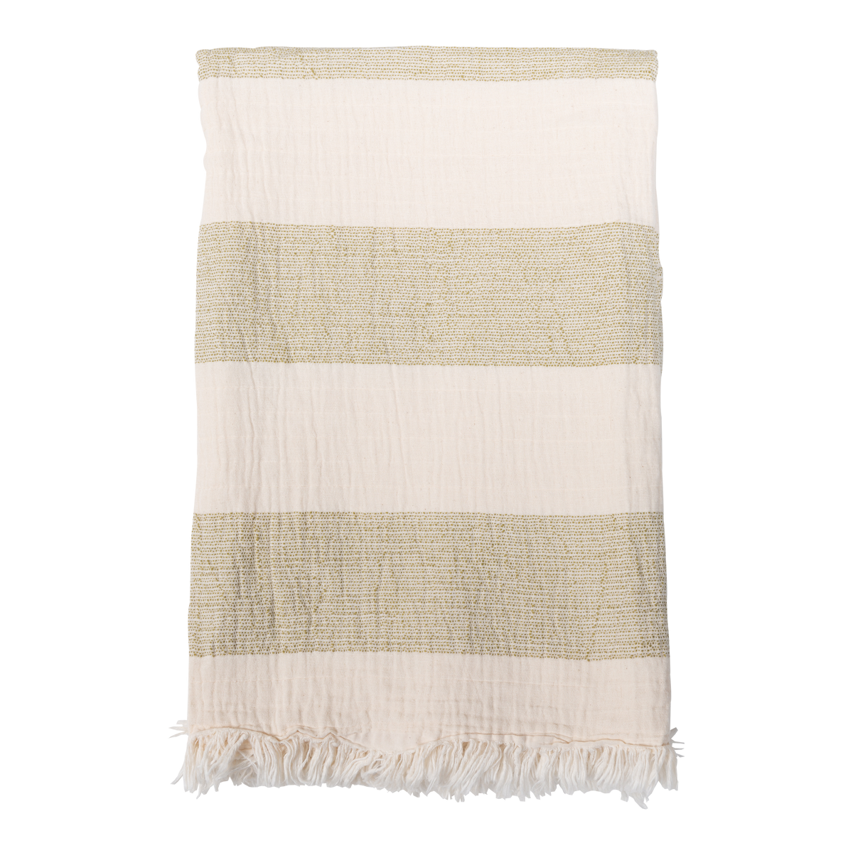 Characterized by its lightweight gauzy texture and its stitched detailing, the Stripe Cotton Gauze Throw is made of a cotton/linen blend that adds exceptional softness and a welcom