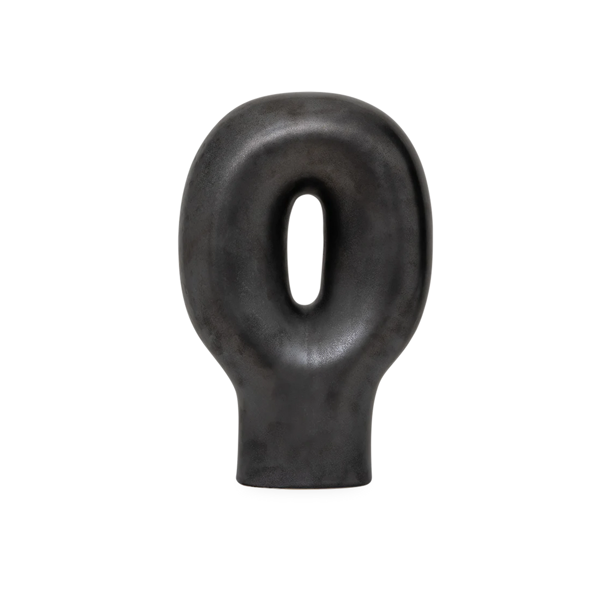 Its name inspired by its dramatic, ovular silhouette, the Ete Ceramic Sculpture features a distinct round body that is finished with a matte metallic glaze.