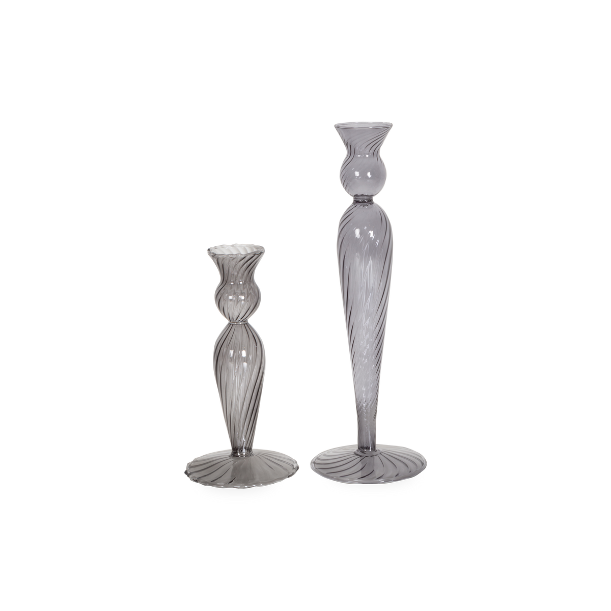 Bringing a touch of sophisticated design, the Swirl Glass Candle Holder features a visually pirouetting, tall silhouette and gentle curves.