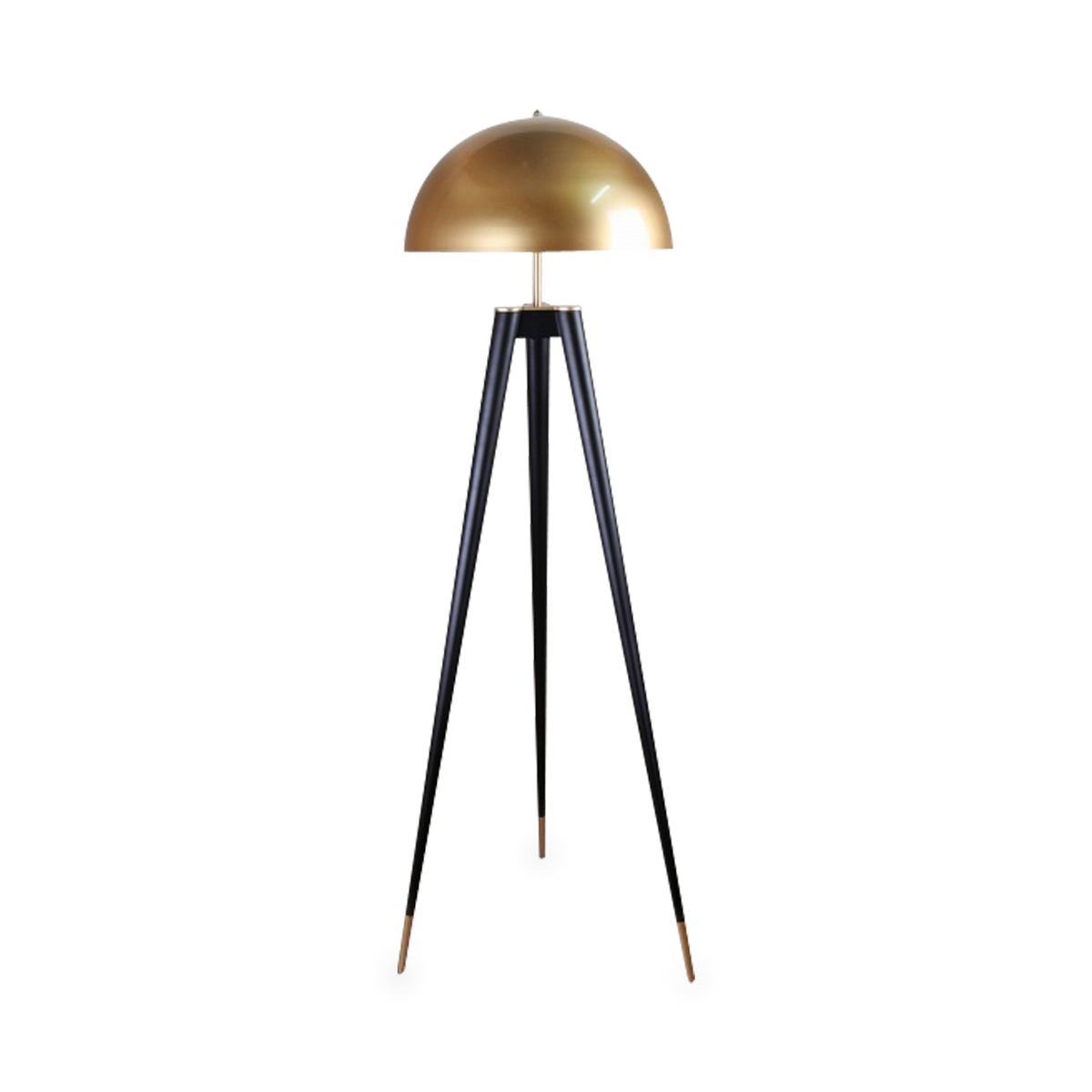 A bold yet thoughtful design, Helmut features a black metal tripod base topped with a domed shade finished in rich gold.