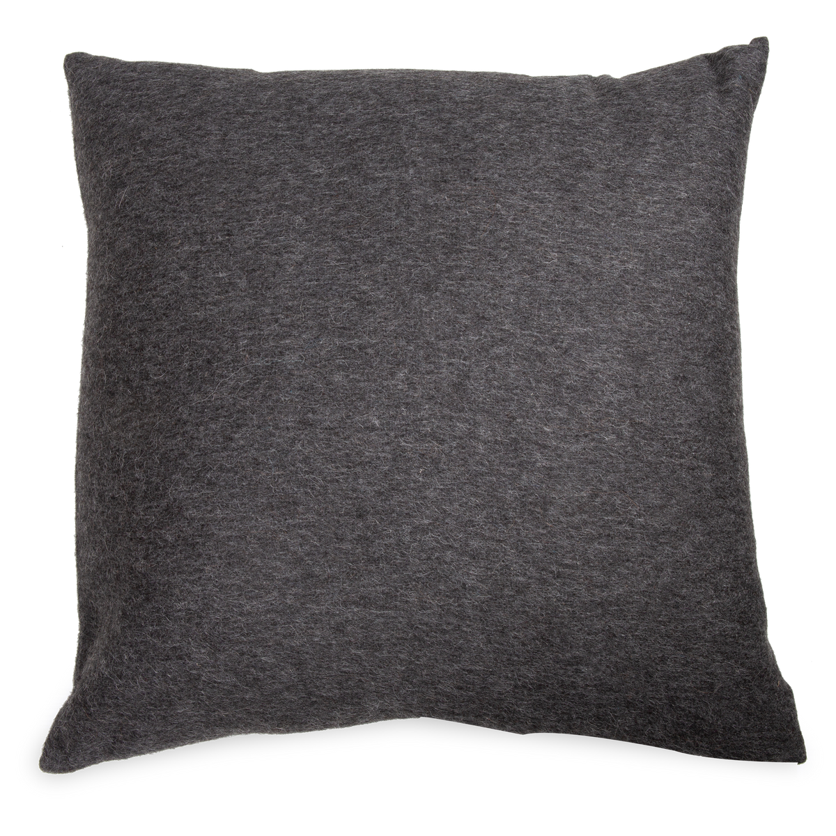 The Alpaca Lambswool Pillow is a classic design made from alpaca and lambswool fibres featuring a delicate texture in a charcoal grey color.