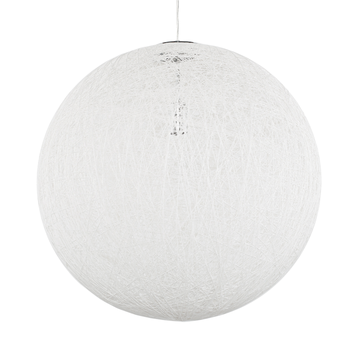 The String pendant lamp, a classical light weight spherical design popularized in the early 1960's, defined by its molded string shell embodying texture, simplicity and the warmth 