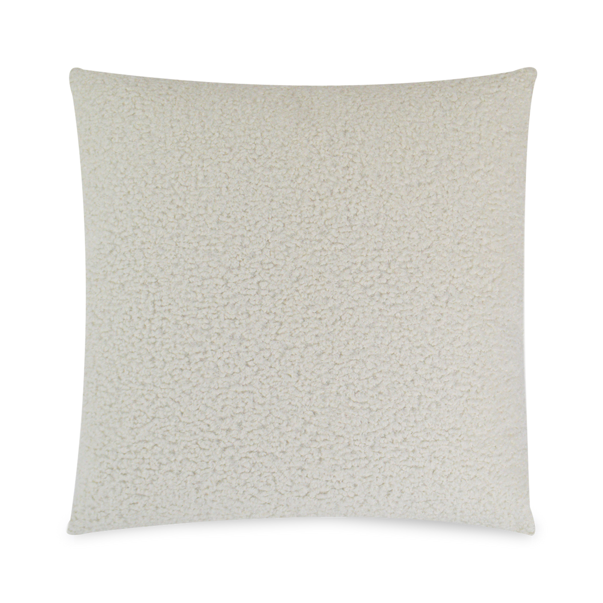 This ivory textured throw pillow features a soft to the touch fabric, with fur like details.