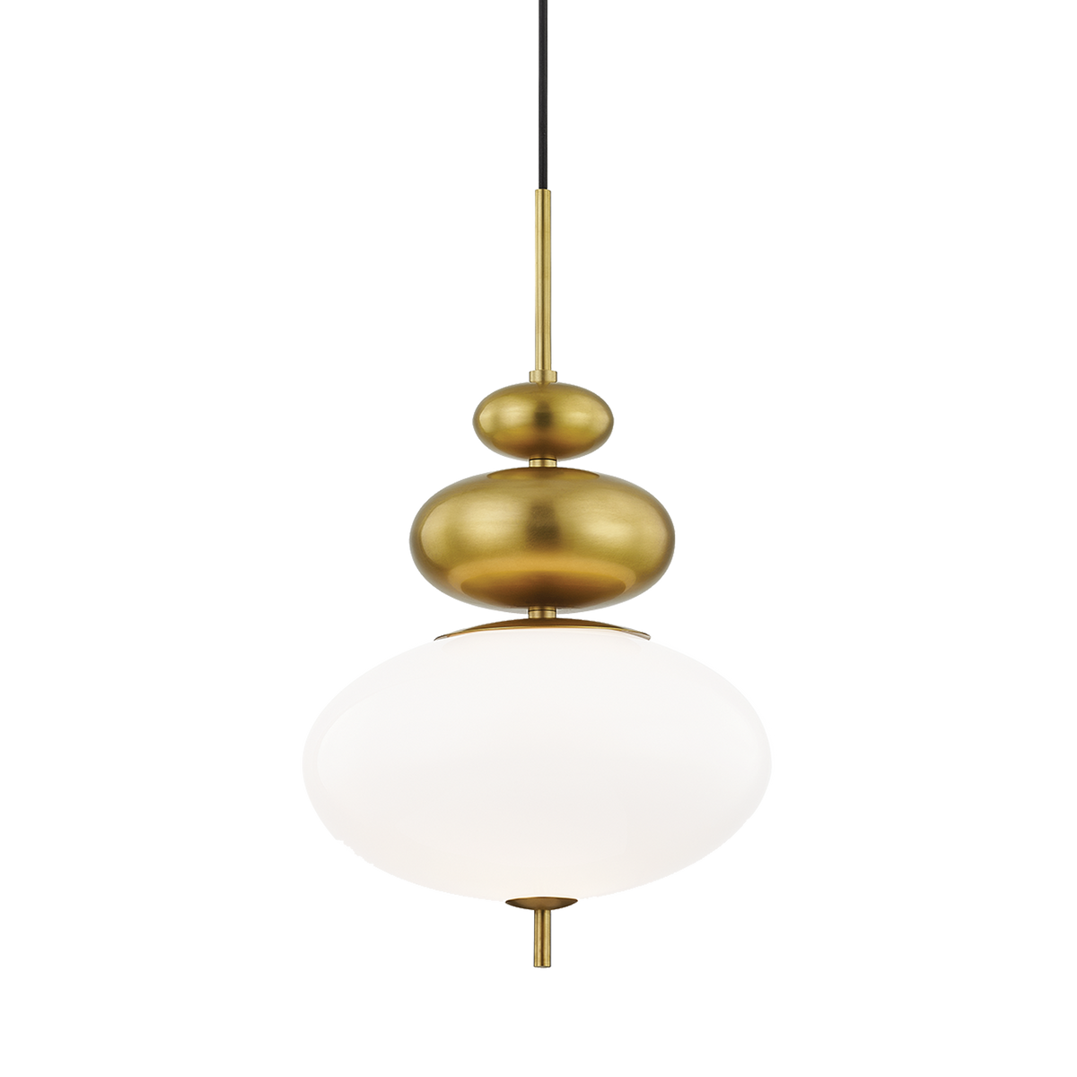 The Elsie Pendant Light features a organic shape in an aged brass finish.