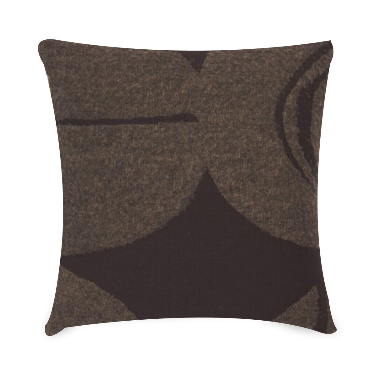 Manufactured in a Belgian family-owned weaving mill, this pillow features abstract patterns for an understated and original look in warm grey tones.