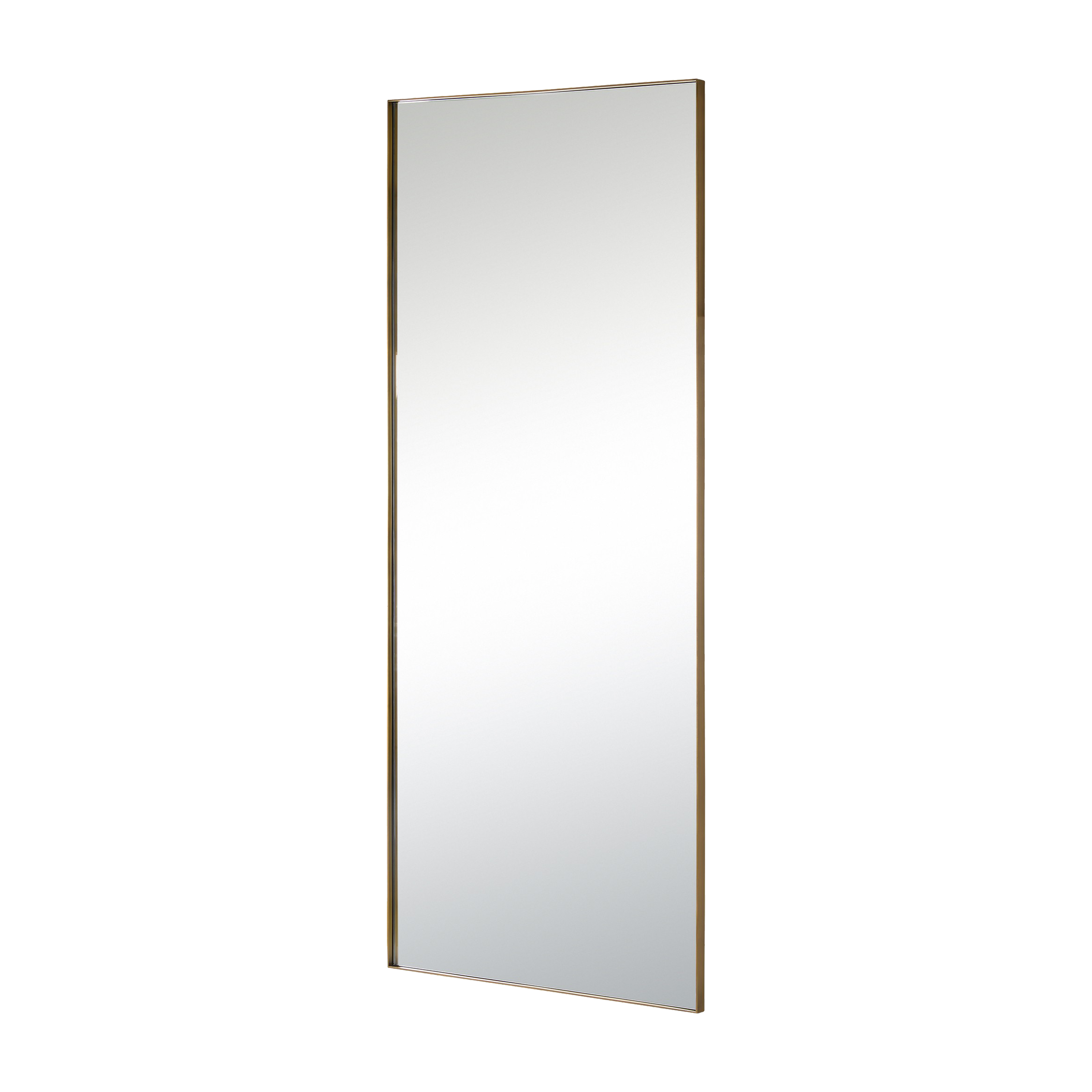 Simple yet sophisticated, this full-length floor mirror features an antique brass frame.