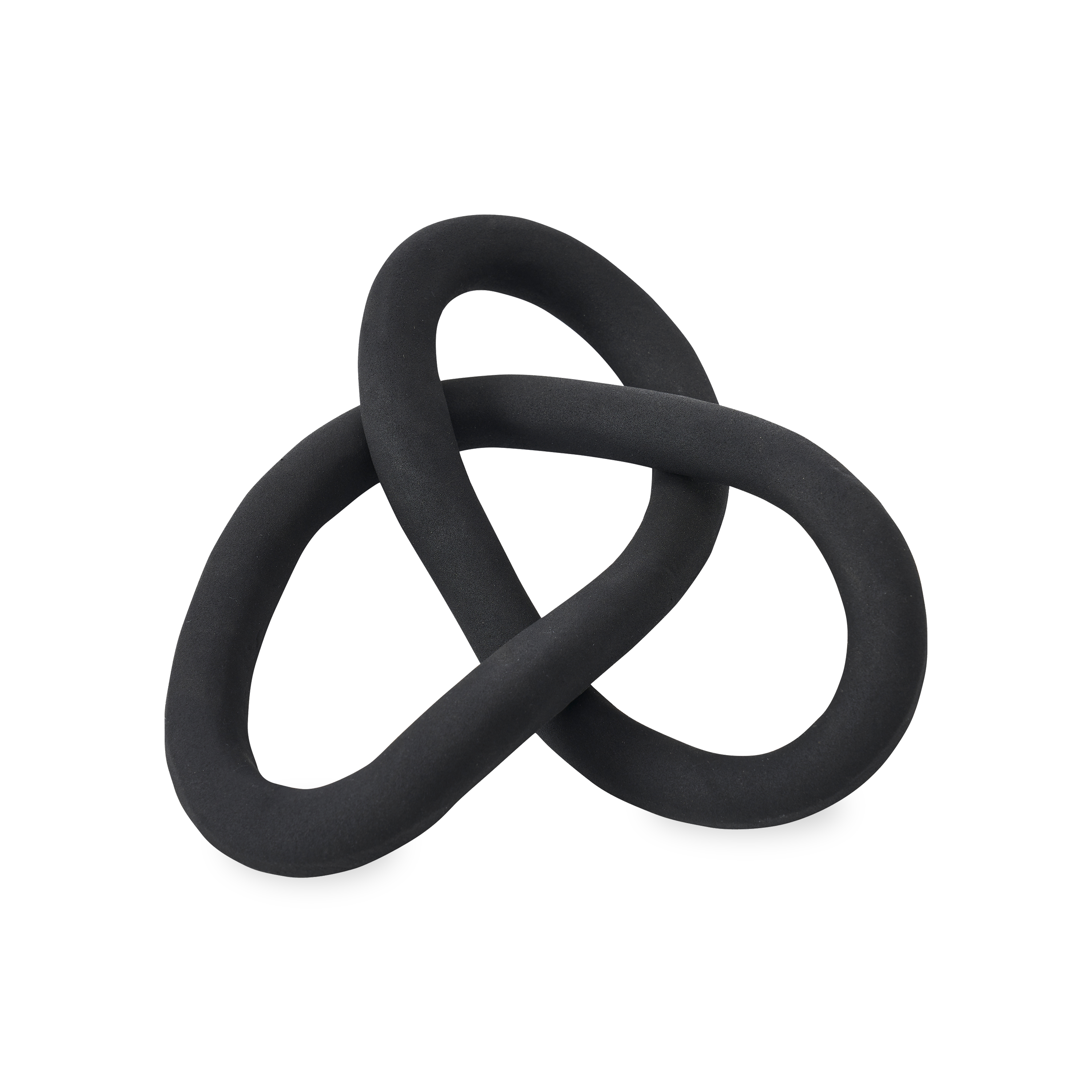 A romantic energy pours into the modern living space through this infinity knot décor accessory.