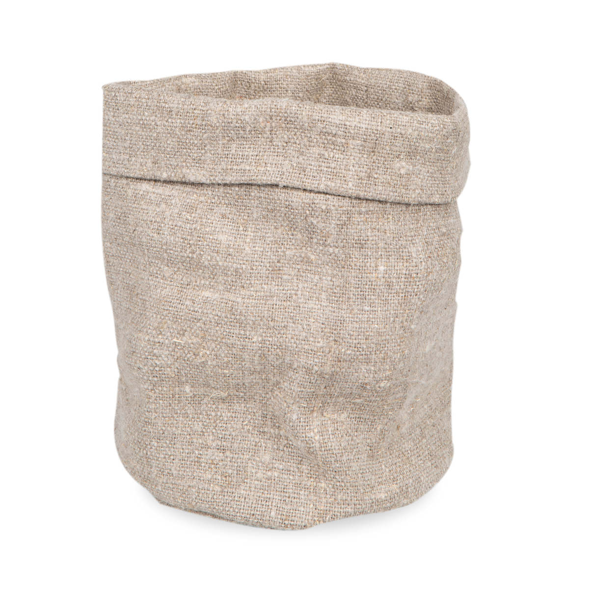 This simple style rough linen basket holds its shape.