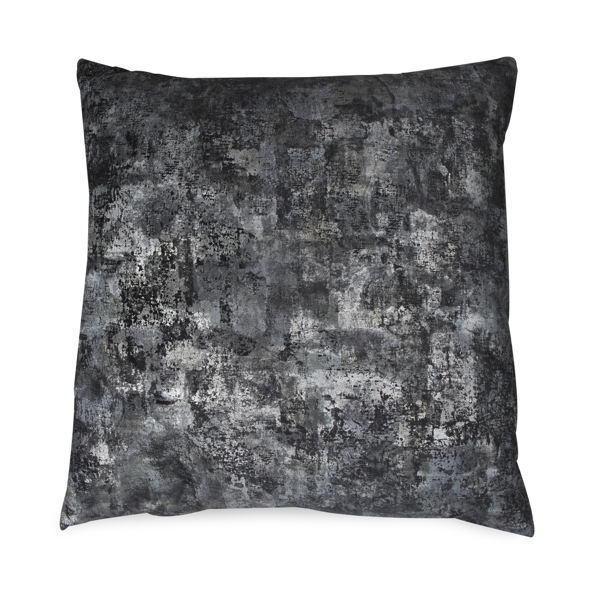This pillow features an abstract medley of dark grey tones.