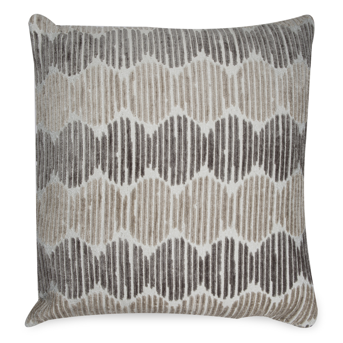 The Dunes Pillow features a bold geometric pattern enriched with texture in calming neutral tones.