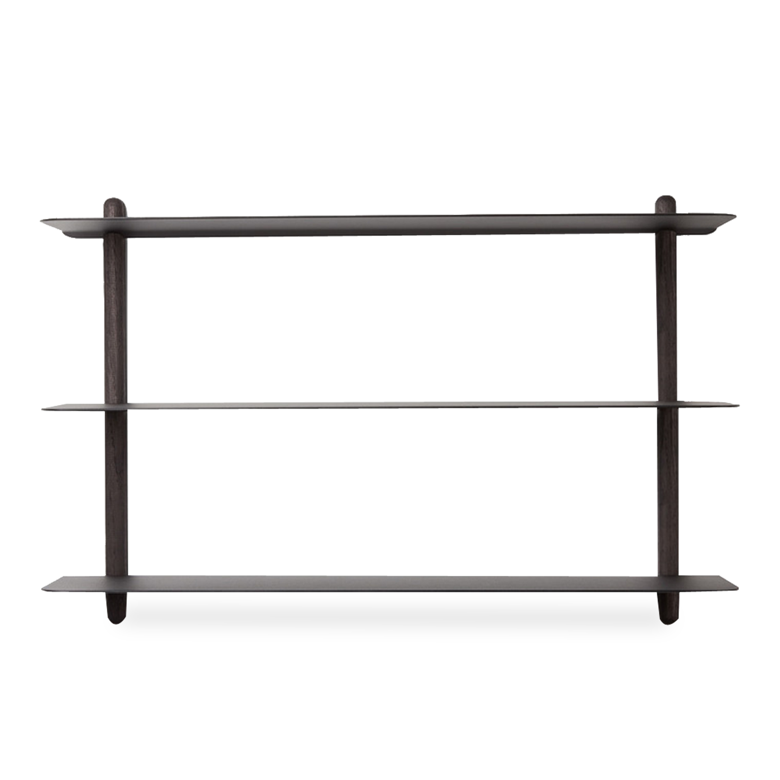 Made of ash and steel, this wall shelf is both subtle in its appearance and convincing in its simplicity.