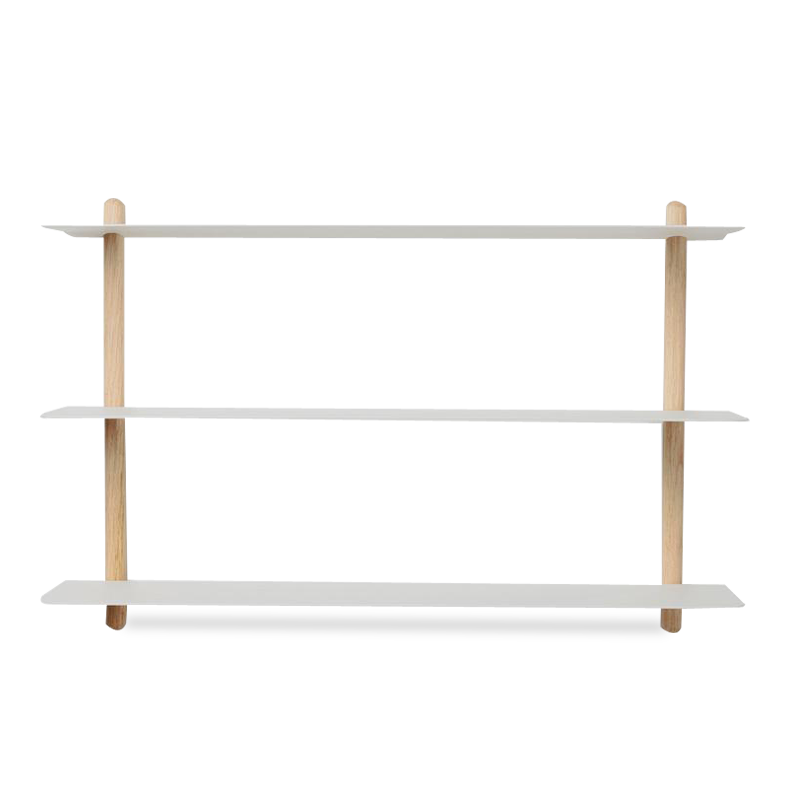 Made of ash and steel, this wall shelf is both subtle in its appearance and convincing in its simplicity.