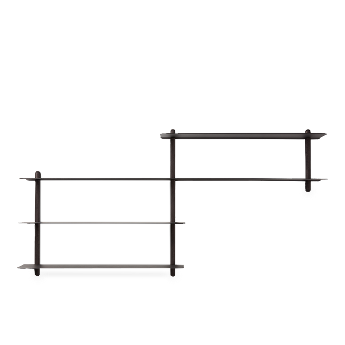 Made of ash and steel, this wall shelf is both subtle in its appearance and convincing in its simplicity.