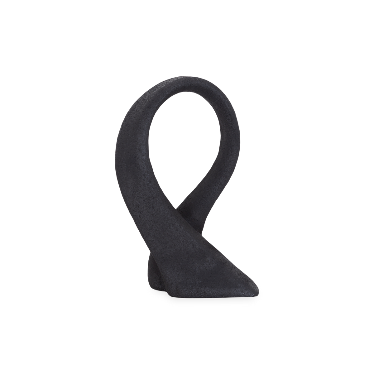 This Art Bow sculpture features an abstract design and crafted with a polyresin jacket, which is a texturally captivating material made from crushed stone.
