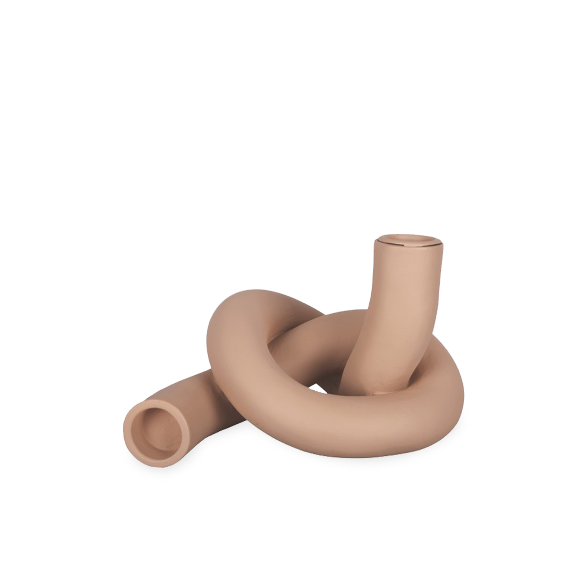 Defined by its sculptural silhouette, the Knot Candleholder features a knot-shaped ceramic design.